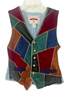 VTG Patchwork Vest Womens Cottagecore Small S Fun Mixed Media.    R